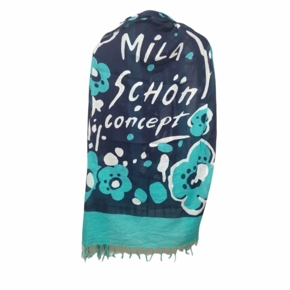 Mila Schon Concept Scarf, Colors Teal,Blue and White.